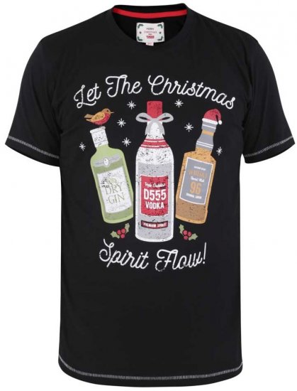 D555 SPIRIT Christmas Spirit Printed T-Shirt Black - Majice Kratkih Rukava - Muške Majice Kratkih Rukava Veliki Brojevi 