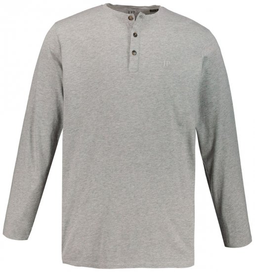 JP1880 702555 Majica Henley dugih rukava Siva melanž - Majice Kratkih Rukava - Muške Majice Kratkih Rukava Veliki Brojevi 