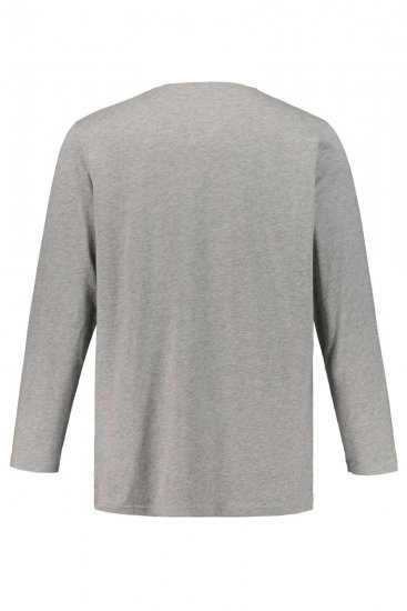 JP1880 702555 Majica Henley dugih rukava Siva melanž - Majice Kratkih Rukava - Muške Majice Kratkih Rukava Veliki Brojevi 