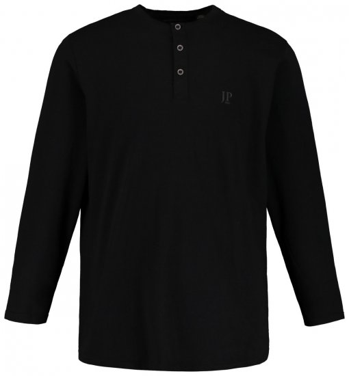 JP1880 702555 Majica Henley dugih rukava Crna - Majice Kratkih Rukava - Muške Majice Kratkih Rukava Veliki Brojevi 