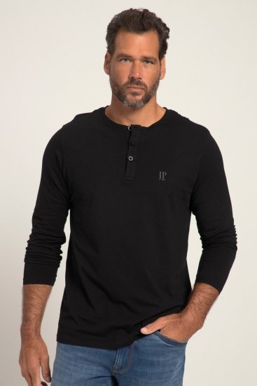 JP1880 702555 Majica Henley dugih rukava Crna - Majice Kratkih Rukava - Muške Majice Kratkih Rukava Veliki Brojevi 