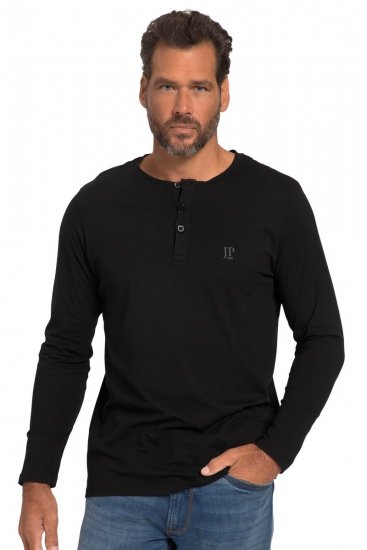 JP1880 702555 Majica Henley dugih rukava Crna - Majice Kratkih Rukava - Muške Majice Kratkih Rukava Veliki Brojevi 