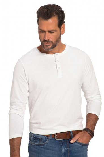 JP1880 702555 Majica Henley dugih rukava Bijela - Majice Kratkih Rukava - Muške Majice Kratkih Rukava Veliki Brojevi 