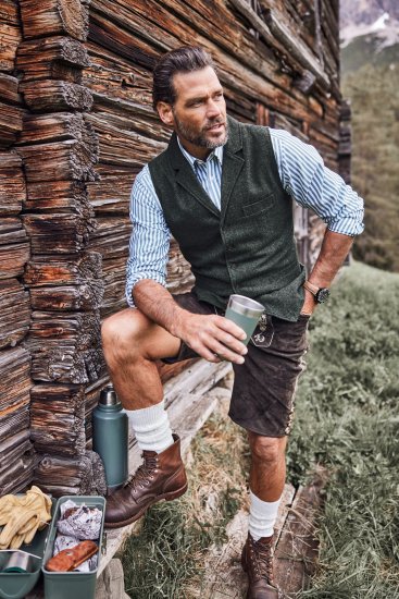 JP1880 Genuine Leather Traditional Lederhosen Shorts Brown - Kratke hlače - Muške Kratke Hlače Veliki Brojevi 