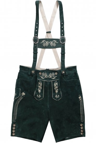 JP1880 Genuine Leather Traditional Lederhosen Shorts Green - Kratke hlače - Muške Kratke Hlače Veliki Brojevi 