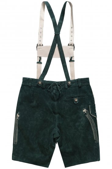 JP1880 Genuine Leather Traditional Lederhosen Shorts Green - Kratke hlače - Muške Kratke Hlače Veliki Brojevi 