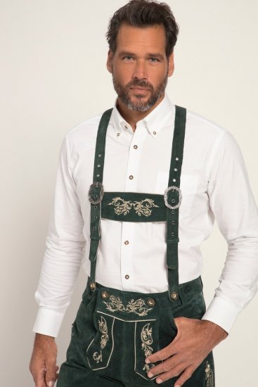 JP1880 Genuine Leather Traditional Lederhosen Shorts Green - JP1880 - JP1880 Muška Odjeća Velike Veličine