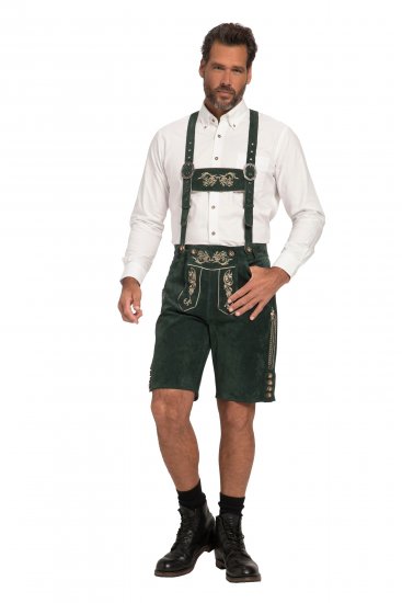 JP1880 Genuine Leather Traditional Lederhosen Shorts Green - Kratke hlače - Muške Kratke Hlače Veliki Brojevi 