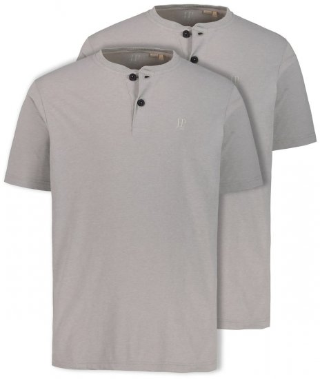 JP1880 708420 Majica Henley 2 komada Siva melanž - Majice Kratkih Rukava - Muške Majice Kratkih Rukava Veliki Brojevi 
