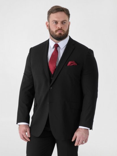 D555 Ted 4 Way Stretch Tailored Suit Jacket Crna - Odijela - Muška Odijela Veliki Brojevi