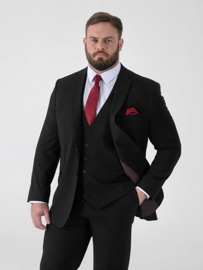 D555 Ted 4 Way Stretch Tailored Suit Jacket Crna - Odijela - Muška Odijela Veliki Brojevi