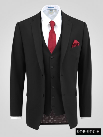 D555 Ted 4 Way Stretch Tailored Suit Jacket Crna - Odijela - Muška Odijela Veliki Brojevi