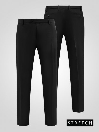 D555 Ted 4 Way Stretch Tailored Trouser Crna - Odijela - Muška Odijela Veliki Brojevi