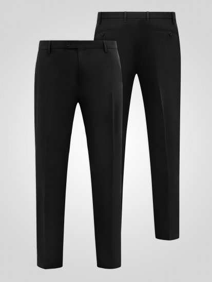 D555 Ted 4 Way Stretch Tailored Trouser Crna - Odijela - Muška Odijela Veliki Brojevi