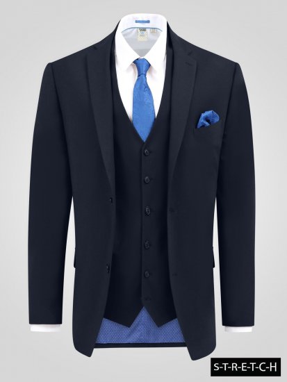 D555 Ted 4 Way Stretch Tailored Suit Jacket Tamnoplava - Odijela - Muška Odijela Veliki Brojevi