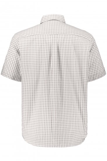 JP1880 Modern Fit Check Print Short Sleeve Shirt Grey - Košulje - Muške Košulje Veliki Brojevi