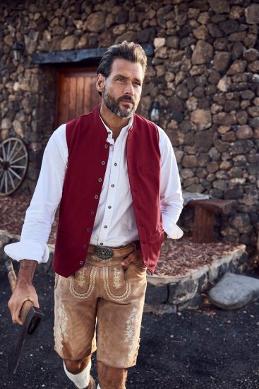 JP1880 Premium Goat Suede Staghorn Embroidery Shorts Leather Brown - Kratke hlače - Muške Kratke Hlače Veliki Brojevi 