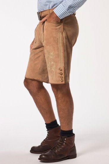 JP1880 Premium Goat Suede Staghorn Embroidery Shorts Leather Brown - JP1880 - JP1880 Muška Odjeća Velike Veličine