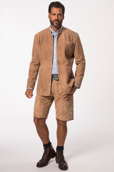 JP1880 Premium Goat Suede Staghorn Embroidery Shorts Leather Brown - JP1880 - JP1880 Muška Odjeća Velike Veličine