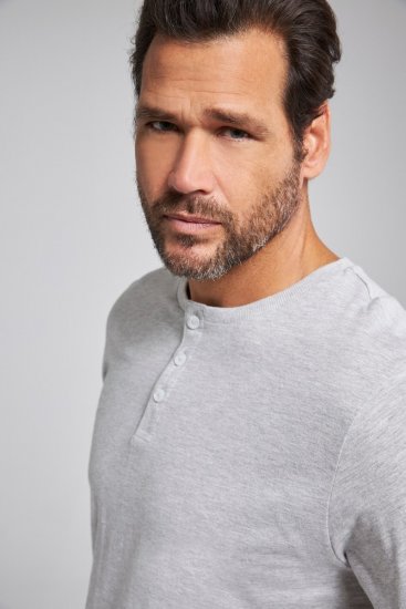 JP1880 726695 Majica Henley Siva melanž - Majice Kratkih Rukava - Muške Majice Kratkih Rukava Veliki Brojevi 