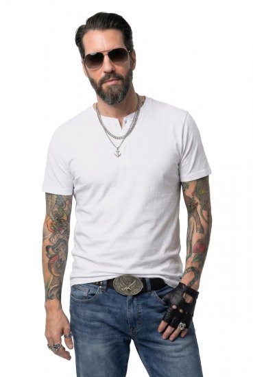 JP1880 726695 Majica Henley Bijela - Majice Kratkih Rukava - Muške Majice Kratkih Rukava Veliki Brojevi 