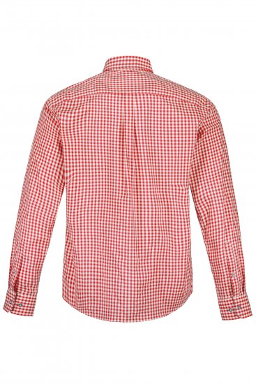 JP1880 Modern Fit Button-Down Collar Long Sleeve Check Shirt Light Red - Košulje - Muške Košulje Veliki Brojevi