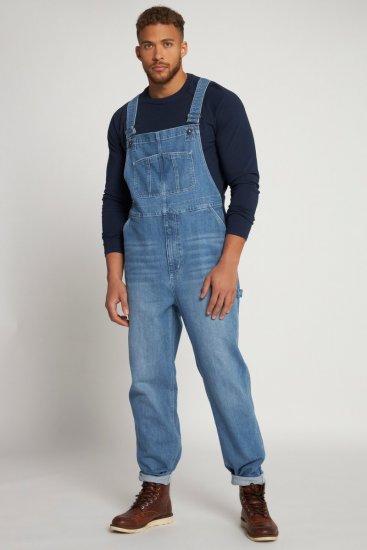 JP1880 Dungarees Denim Adjustable Straps Blue - Traperice & hlače - Muške Traperice i Hlače Veliki Brojevi