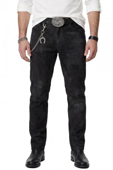 JP1880 Leather Pants Regular Fit Buffalo Nubuck Dark Brown - Traperice & hlače - Muške Traperice i Hlače Veliki Brojevi