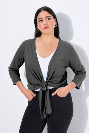 Ulla Popken 794514 Bolero od džersija za vezanje Antracit - Bolera - 