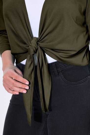 Ulla Popken 794514 Bolero od džersija za vezanje Tamnozelena - Bolera - 