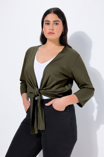 Ulla Popken 794514 Bolero od džersija za vezanje Tamnozelena - Bolera - 