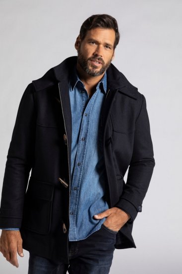 JP1880 Duffle Coat Water Repellent with Detachable Hood Navy - Jakne - Muške Jakne Veliki Brojevi