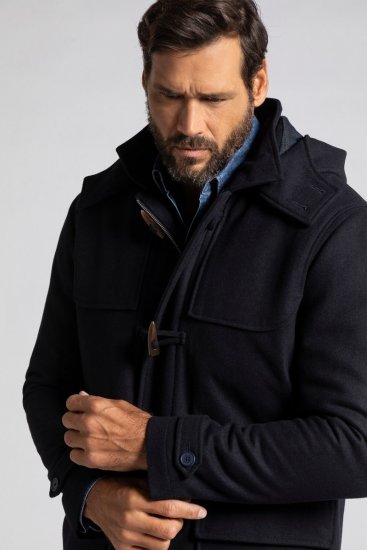 JP1880 Duffle Coat Water Repellent with Detachable Hood Navy - Jakne - Muške Jakne Veliki Brojevi