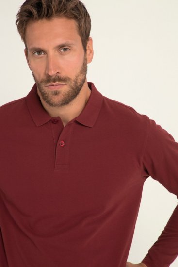JP1880 Polo Shirt Long Sleeve Piqué Red - Polo majice - Muške Polo Majice Veliki Brojevi