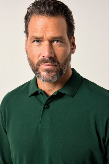 JP1880 Polo Shirt Long Sleeve Pique Dark Green - Polo majice - Muške Polo Majice Veliki Brojevi