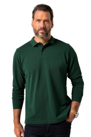 JP1880 Polo Shirt Long Sleeve Pique Dark Green - Polo majice - Muške Polo Majice Veliki Brojevi