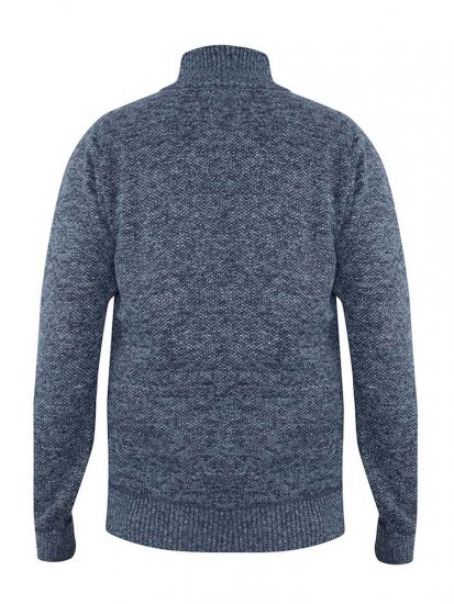 D555 Wilmington Zipper And Button Neck Sweater Blue - Puloveri & dukserice - Muške Puloveri & dukserice veliki brojevi