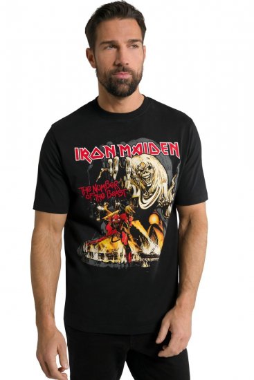 JP1880 Iron Maiden - Number of the Beast Graphic Comfort Fit Band T-Shirt Black - Majice Kratkih Rukava - Muške Majice Kratkih Rukava Veliki Brojevi 