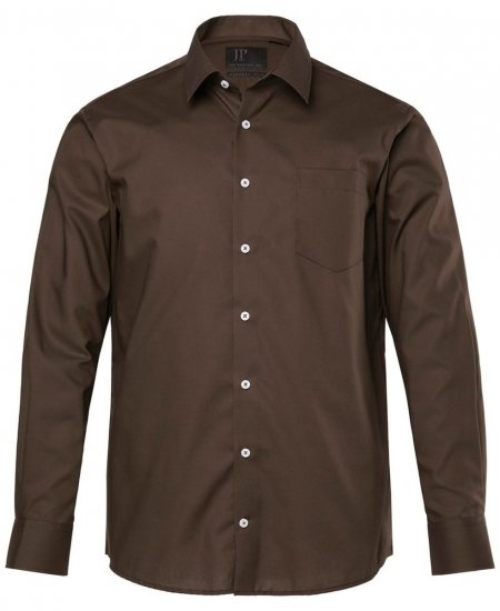 JP1880 Shirt Business Long Sleeve Brown - Košulje - Muške Košulje Veliki Brojevi