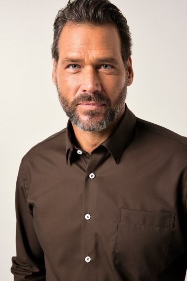 JP1880 Shirt Business Long Sleeve Brown - Košulje - Muške Košulje Veliki Brojevi