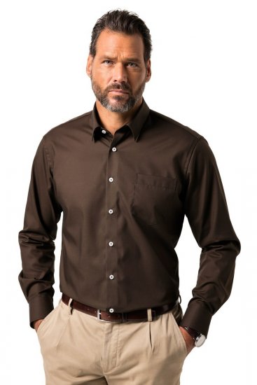 JP1880 Shirt Business Long Sleeve Brown - Košulje - Muške Košulje Veliki Brojevi
