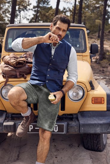 JP1880 Mottled Stretch Knit Stand-up Collar Vest Navy Blue - Jakne - Muške Jakne Veliki Brojevi