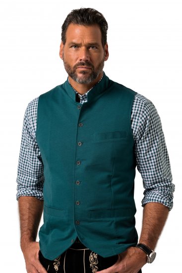 JP1880 Mottled Stretch Knit Stand-up Collar Vest Turquoise Blue - Trachten & Oktoberfest - Oktoberfest kostimi u velikim veličinama (Trachten)