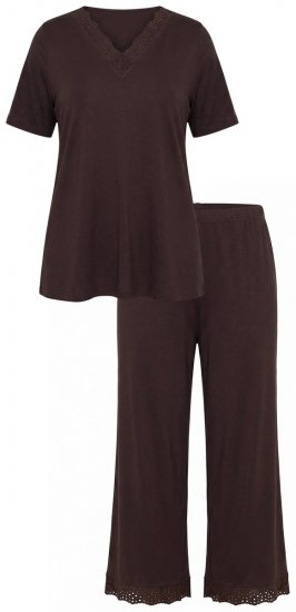 Ulla Popken 806944 Pidžama kratkih rukava Smeđa - Pidžame/Loungewear - 