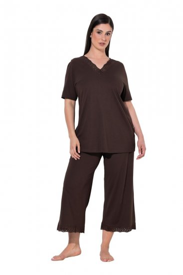 Ulla Popken 806944 Pidžama kratkih rukava Smeđa - Pidžame/Loungewear - 