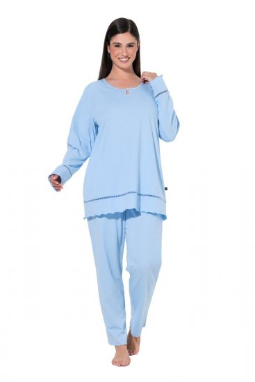 Ulla Popken 810592 Pidžama s čipkom Svijetloplava - Pidžame/Loungewear - 