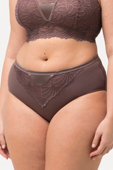 Ulla Popken 811602 Gaćice s čipkom Smeđa - Gaćice - 