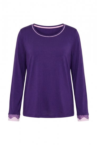 Ulla Popken 812441 Pidžama dugih rukava s čipkom Kraljevsko plava - Pidžame/Loungewear - 