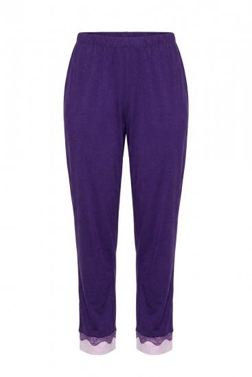Ulla Popken 812441 Pidžama dugih rukava s čipkom Kraljevsko plava - Pidžame/Loungewear - 