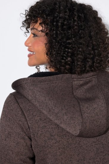 Ulla Popken 812880 Pletena flis jakna s teddy flisom Taupe - Odjeća od flisa - 